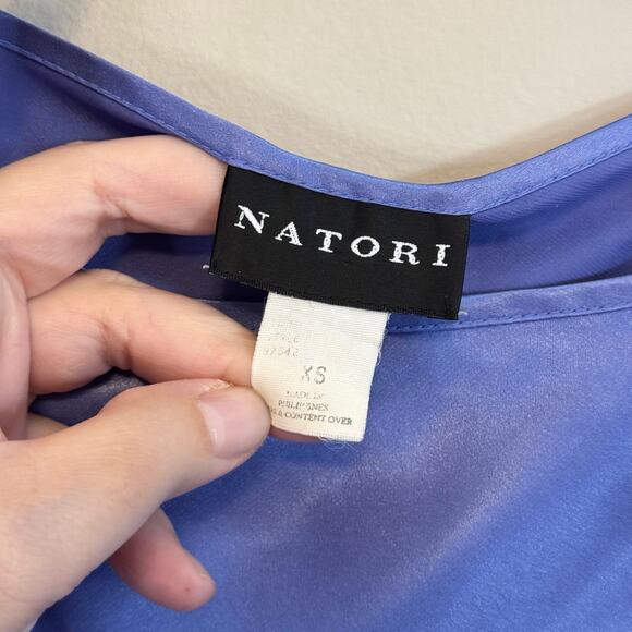 Natori Nightgown Womens XS Purple Silky Satin Floral Embroidered Lace Lingerie - Picture 8 of 8